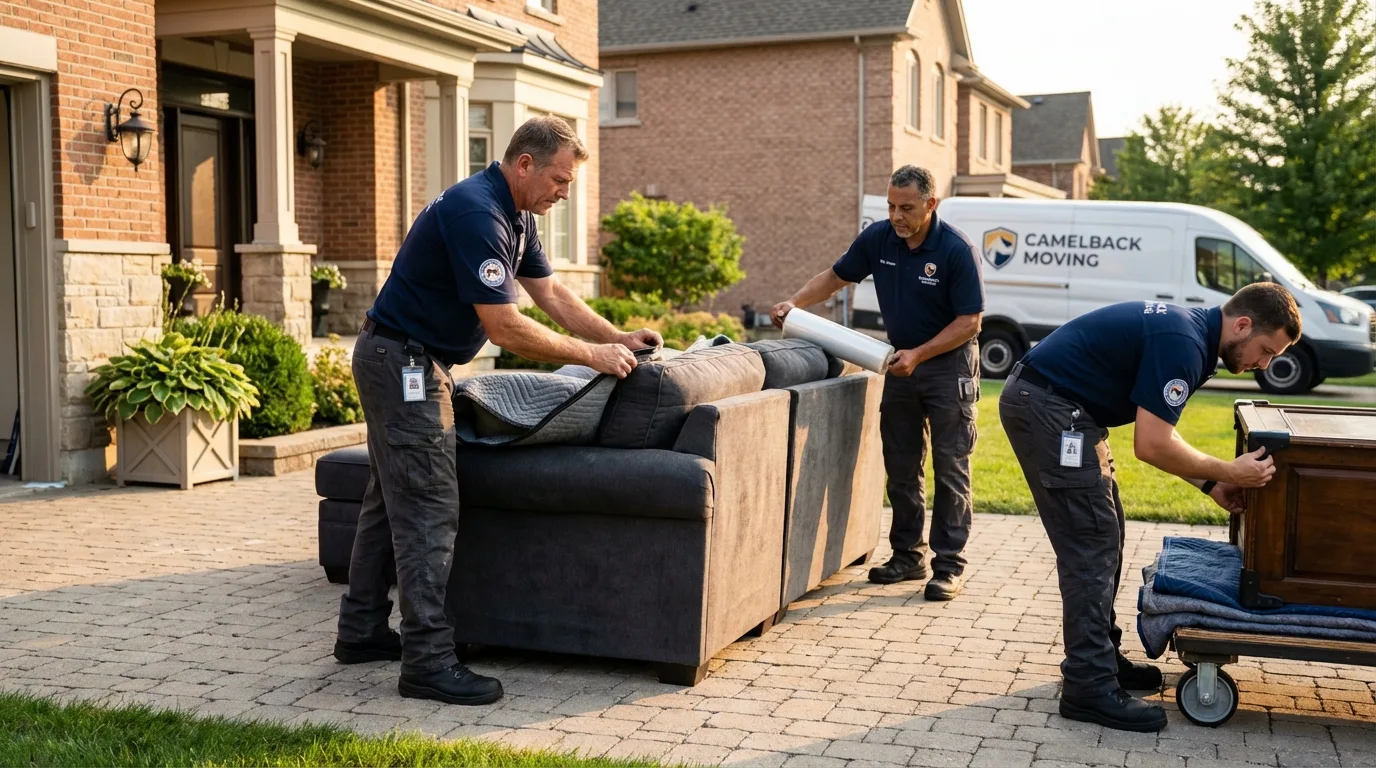 Large estate moving crew wrapping furniture in Tuscumbia, AL