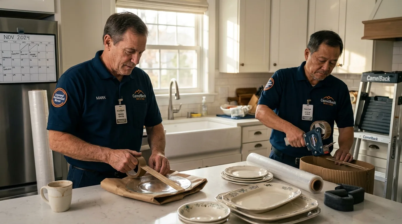 Professional crew packing kitchen dishware in Tuscumbia, AL